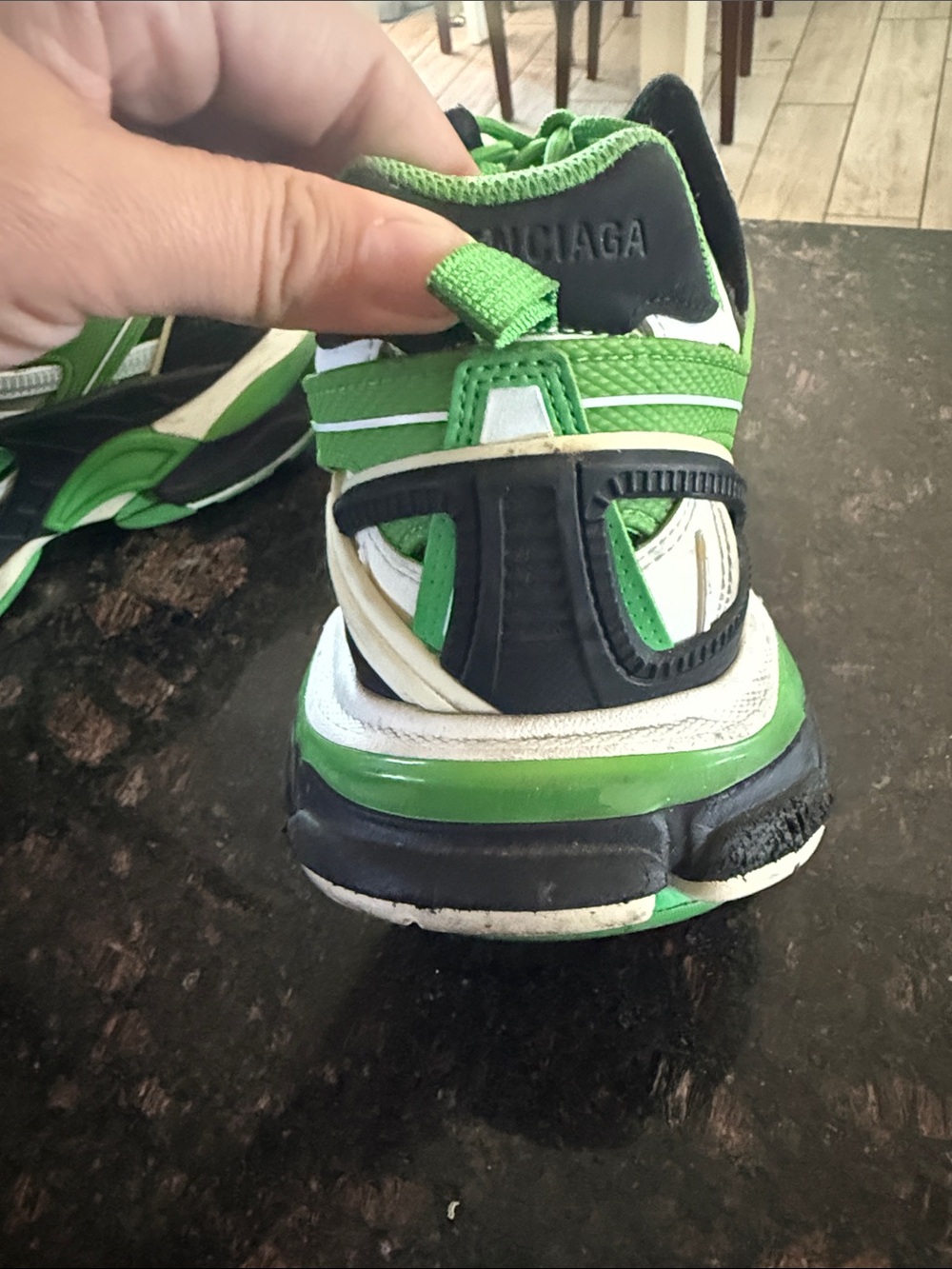 Balenciaga Green White Black Layered Track Sneakers - Picture 3 of 9